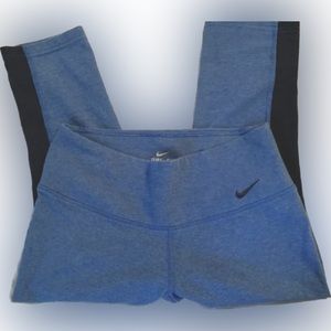 Nike Dri-Fit Capri Leggings XS 0-2 Blue & Navy Striped Trim Stretch